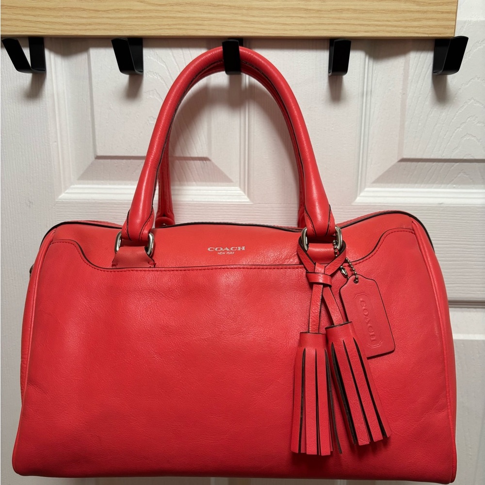 Coach L1273-23574 Legacy Haley Large Satchel in Bright Coral in EUC